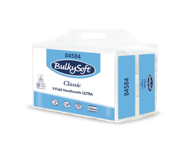 Alpes Detergents Bulkysoft V-Vols essuie-mains blanc 3000 feuilles