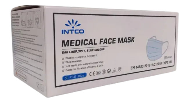 Blue by Bunzl masque médical IIR 3 plis bleu x50