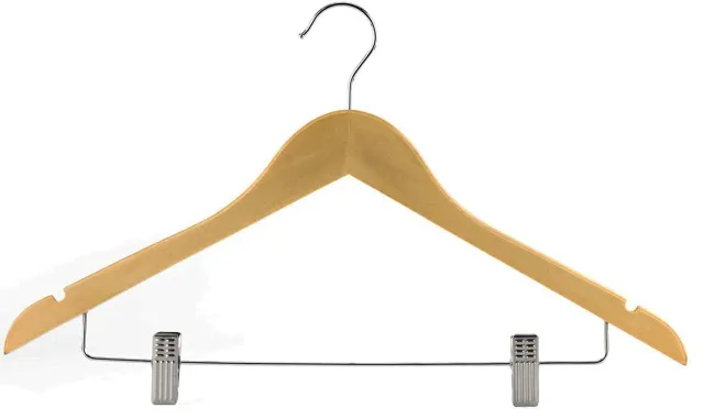 JVD Hygiène Lot 50 cintres à pinces bois antidérapants